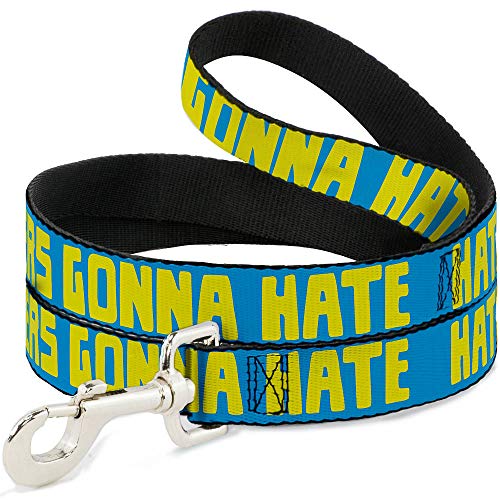 0 Dog Leash Haters Gonna Hate Turquoise Yellow 4 Feet Long 0.5 Inch Wide