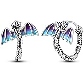 QIKAOLA S925 Sterling Silver Earrings for Women Trendy Hypoallergenic Drop Dangle Huggie Earrings Colorful Small Hoop Star Moon Earrings