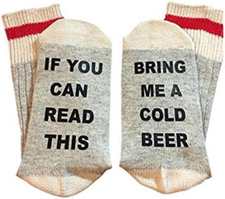 SunTree If You can read this Bring Me a Beer A Glass Of Wine Women Men Socks (Light Gray)