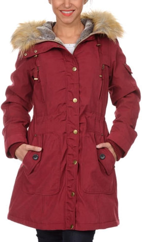 red hooded coat ladies