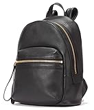 EMINI HOUSE Women Genuine Leather Backpack School Bag Girls Ladies Daily Purse Travel Bag Rucksack-Black