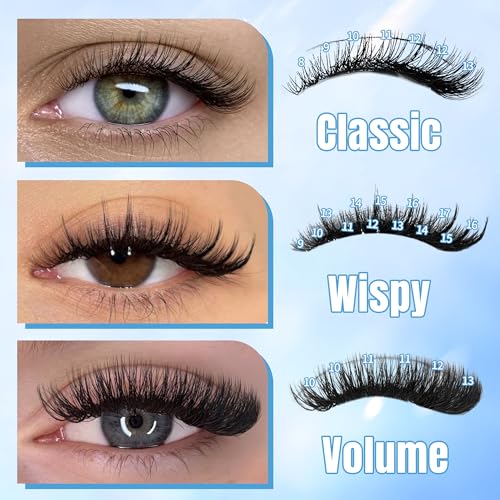 GLAMLASH Extensión de Pestañas 0.15mm D Curl 7-15mm Pestañas Pelo a Pelo Clásicas Profesional para Salón(0.15D,7-15mm)