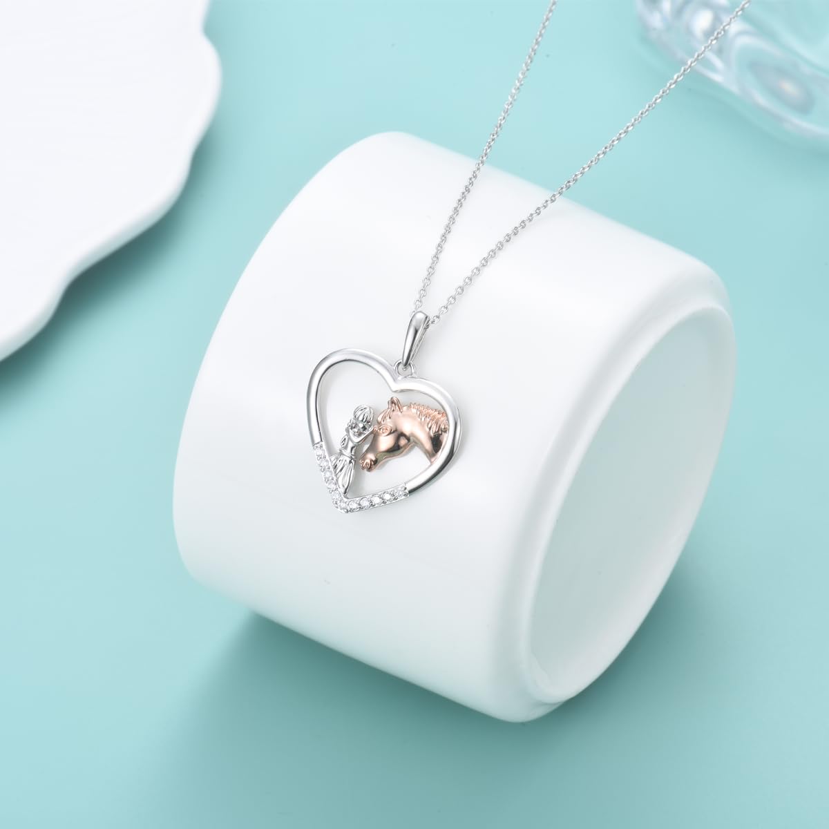 GULICX Horse Gifts for Teen Girl Women, Girl with Horse Necklace Heart Pendant Jewelry Gifts for Horse Lover Daughter Granddaughter Niece