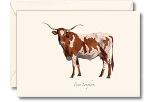 Earth Sky + Water - Texas Longhorn Notecard Set - 8 Blank Cards with Envelopes