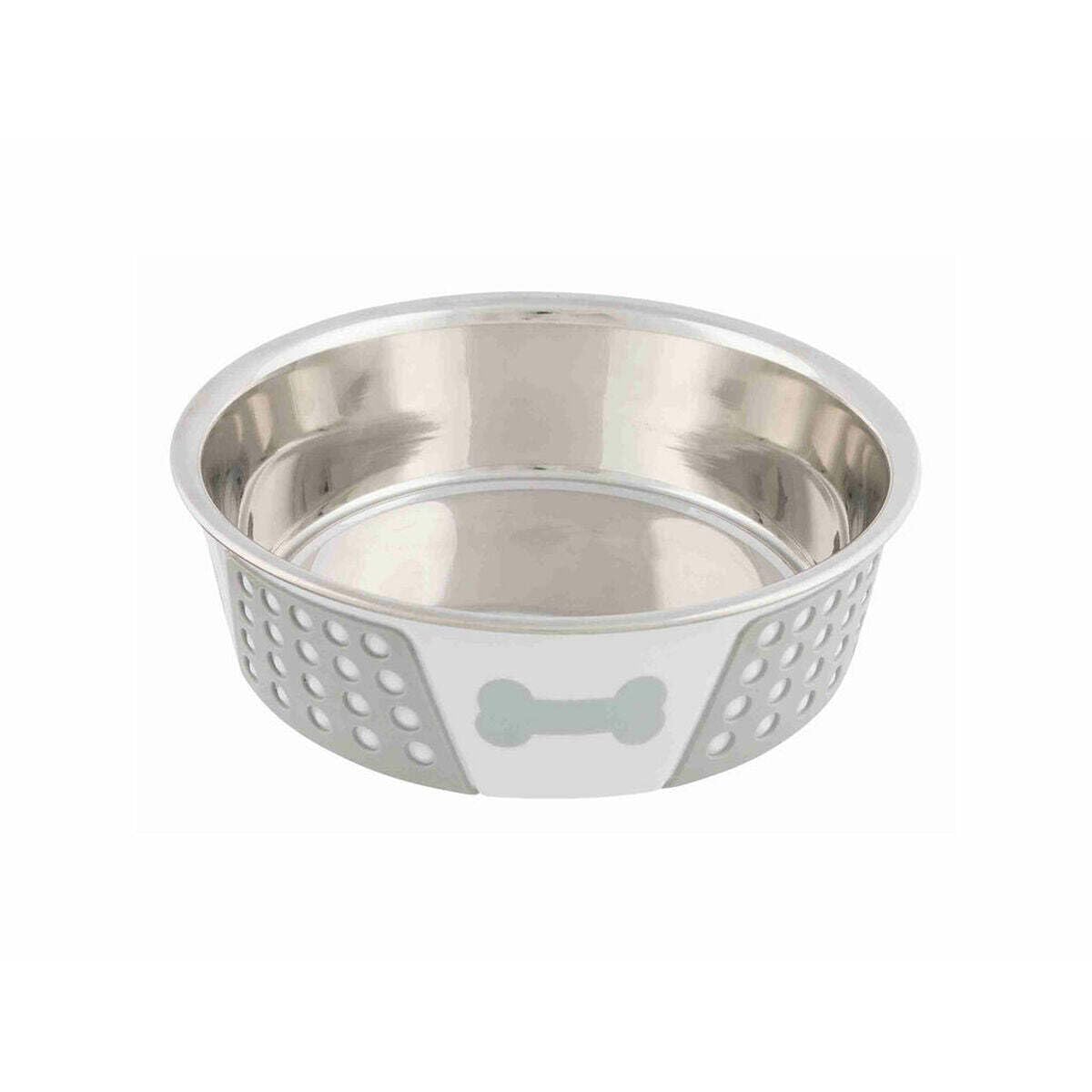 TRIXIE stainless steel bowl – non-slip thanks to plastic coating & silicone inserts – 1.4 litre capacity – ø 21 cm – 25257