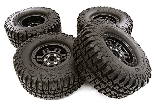 Integy RC Model Hop-ups OBM-1447BLACK Composite Dual 6 Spoke Off-Road 1.9 Size Wheel & Tire (4) (O.D.=102mm)