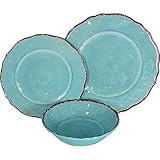 8 X Le Cadeaux Antiqua Turquoise - 3 Piece Place Setting, 24 Piece Set