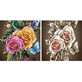 Hestya 2 Pieces Flower Diamond Painting DIY Kit Rhinestone Painting Craft Supply for Art Craft DIY Home Decoration