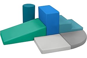 JUNGLEDOVE 6-Piece Soft PU Leather Toddlers Climbing Toys for Baby - Kids Foam Climbing Blocks for Toddlers Indoor - Climb & Crawl Soft Foam Block Activity Play Set - Toys for Kids Crawling Sliding (Mixed Color)