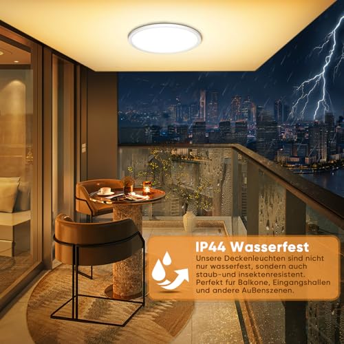 NIBSHOOM Ceiling Light with Motion Sensor, 3000K/4000K/6500K 18W IP44 Waterproof Ceiling Light, LED Ceiling Light with Radar Sensor for Corridors, Stairs, Garage, φ22 cm