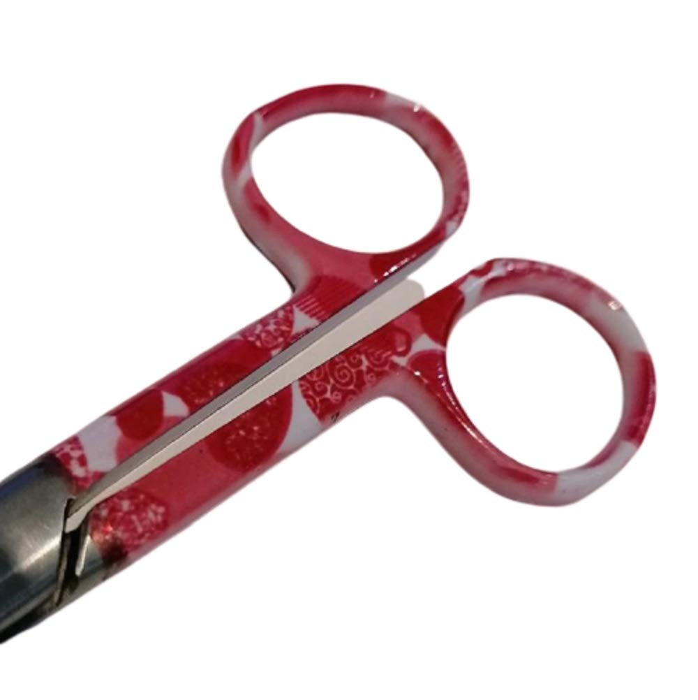 Nurses Scissors with Beautiful Pink Hearts & Flowers Design Lacquered Handle