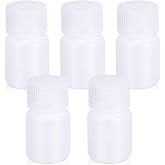 UMETASS 1 oz Leakproof Small Plastic Bottles with Caps, 5 Pack Wide Mouth HDPE Travel Bottles for Toiletries, Refillable Containers for Liquids, Pills, Samples and Lab Reagents, Translucent