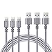 Lightning cable 6FT TIMMY 3Pack Nylon Braided IPhone Charger certified to charging Cable with charging indictor powerline for iPhone 8/X/5/5C/5S/6S/6S PLUS/7/7 plus, iPad Air, and more (Gray)