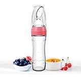 Baby Mate Silicone Baby Food Dispensing Spoon Feeder (Pink, 4oz/120ml, for 4 Months+ Babies) - Silicone Travel Infa Feeder In