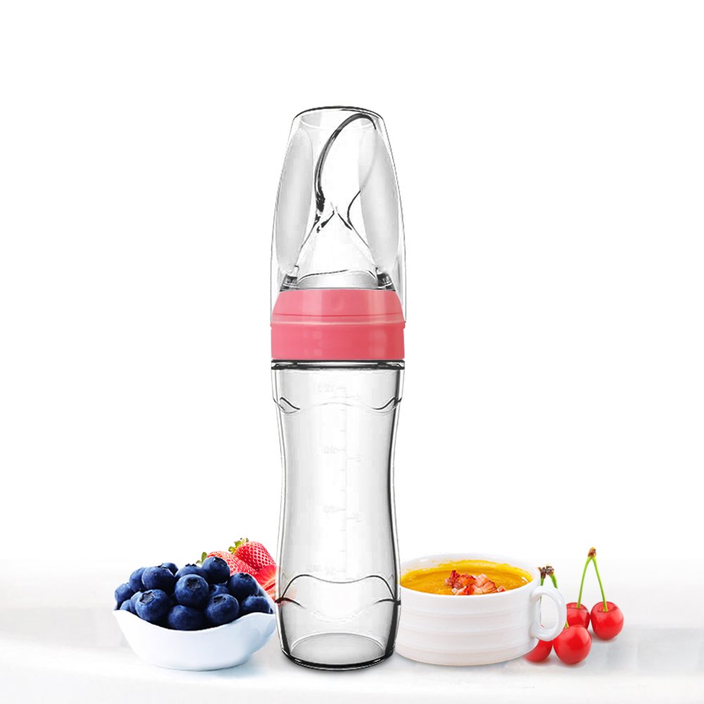 Baby Mate Silicone Baby Food Dispensing Spoon Feeder Pink 4oz