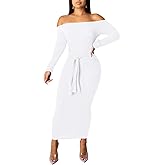 SheKiss Womens Off Shoulder Plus Size Work Business Sweater Dresses Long Sleeves Bodycon Cardigans Outfits