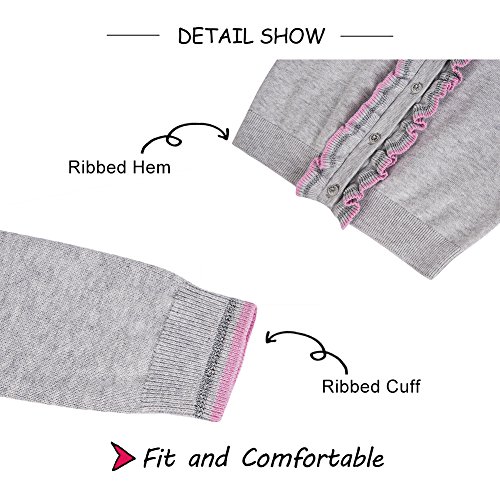 Benito & Benita Girls' Sweater Crew Neck Cardigan Soft Cotton Long Sleeve Sweaters for 3-12Y