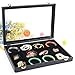 Wudygirl Jewelry Tray Clear Lid 12 Grid Jewelry Organizer Case Boxes Stackable Display Organizer Removable, Black Velvet (12 Grid)