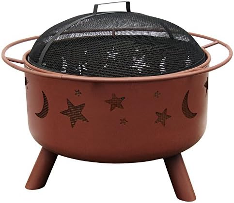 Landmann 28335 Big Sky Stars & Moons Fire Pit, Georgia Clay, 12.5-inches deep