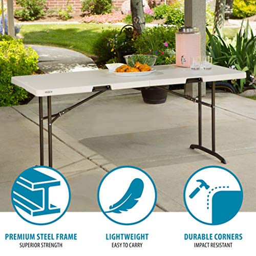 Lifetime 80382 Commercial FoldInHalf Table, 6foot, Almond Pricepulse
