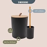 Anika 6 Piece Bathroom Accessory Set Black with Wood Accents view 5