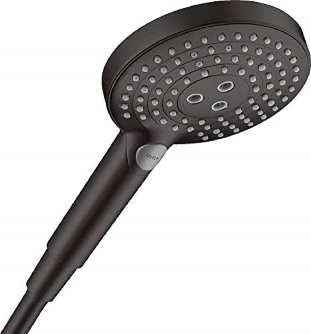 hansgrohe Raindance Select S - shower head, hand shower round (125 mm) with 3 sprays, with anti-limescale function, matt black, 26530670 โ image 1
