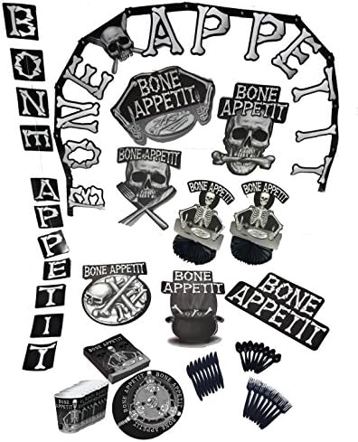 Halloween Plates, Party Cups, Beverage Napkins Cutlery Kid Halloween Party Supplies 48 Piece Serves 8 (Skeleton w/Favors)