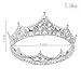 FUMUD Baroque Vintage Black Rhinestone Beads Round Big Crown Wedding Hair Accessories Luxury Crystal Queen King Crowns Bridal Tiaras (Silver)