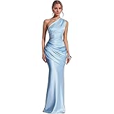 One Shoulder Stain Bridesmaid Dresses for Women Long Pleated Prom Dress Mermaid Formal Evening Party Gowns