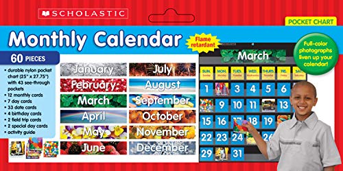 Scholastic Classroom Resources Pocket Chart Monthly Calendar Black 