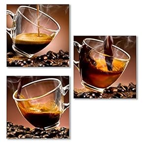 3 Piece Canvas Wall Art for Living Room, Bedroom The Aroma of Coffee Canvas Prints for Home Decoration Ready to Hang - 12"x12"x3 Panels
