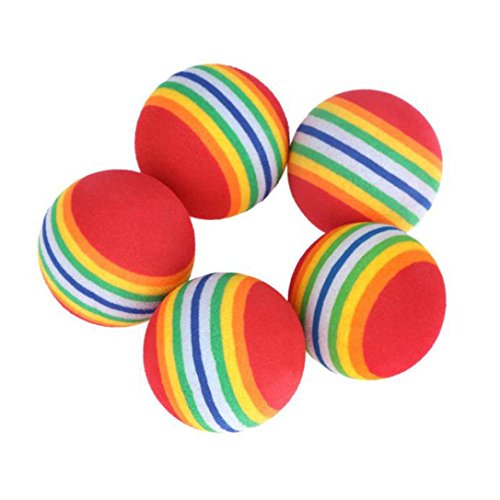 Yeefant Rainbow Stripe Foam Sponge Practice Golf Balls Swing Training Perforated Pets Toy,10Pcs/Pack