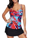 American Trends Women's Retro Pantskirt Swimdress One 2 Piece Swimsuits Printed Plus Size Swimwear Tankini Bathing Suits