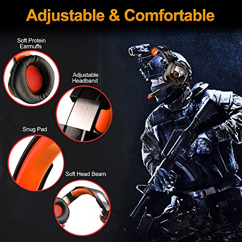 STOGA Professional Gaming Headset with 50MM Comfy Earmuffs, Over Ear Headphones with Noise Canceling Microphone & LED Light, Compatible with PS4, Xbox One, Switch, PC, PS3, Mac, Laptop - Thumbnail 6