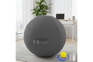 Exercise Ball Chair with Fabric Cover, Standard Size (25inches/65cm), for Home Offices, Balance Training, Yoga Ball (Black)