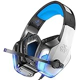 BENGOO K8 Series II Gaming Headset for PS4, Xbox One, PC, Mac, Noise Cancelling Over Ear Headphones with Microphone, Bass Surround Stereo, LED Lights Game Headset for Laptop, Nintendo Switch