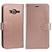 J3 case,Express Prime case, Amp Prime case, Arae Galaxy J3 Wallet Case with Kickstand and Flip Cover, Rosegold