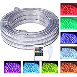 16.4 Feet Flat Flexible LED Rope Lights, Color Changing RGB Strip Light with Remote Control, 8 Colors Multiple Modes, Plug in Novelty Light, Connectable and Waterproof for Home Kitchen Outdoor Use