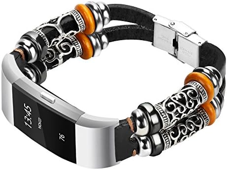 For Fitbit Charge 2 Bracelet,eGenPlus Handmade Alloy Leather Bands for Fitbit Charge 2,No Tracker - 12 Months Warranty