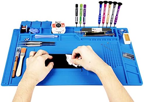 Hengtianmei Silicone Soldering Repair Mat – 14x10 Inch, Heat-Resistant To 932°F, With Scale Ruler & 33 Screw Positions