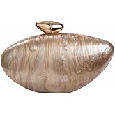 WuDiaoer Shell Shape Acrylic Clutch Trendy Metallic Acrylic Evening Bag Shiny Egg Purses and Handbags for Women Wedding Party