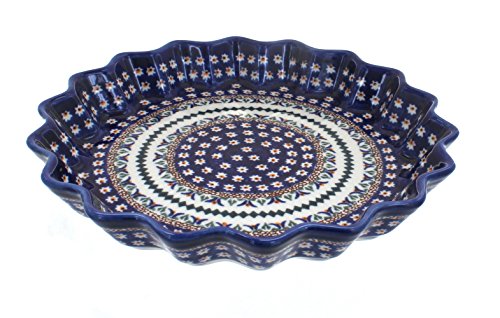 Click Here to See More Images Polish Pottery Daisy Fluted Quiche Dish