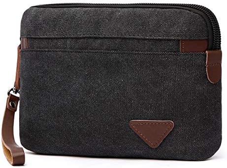 Collsants Canvas Wristlets Bag Large Clutch Wallets Purse Zipper Pouch Handbag Organizer