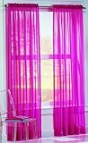 DreamKingdom - 2 PCS Solid Sheer Window Curtains/Drape/Panels/Treatment Brand New 58"Wx84"L - Hot Pink