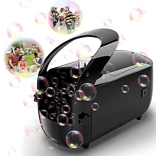 NPET Bubble Machine, Automatic Bubble Blower, 3000+ Bubbles Per Minute, Portable Bubble Maker for Kids, Operated by Plug-in or Batteries, Bubble Toys for Indoor Outdoor Birthday Party