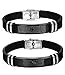 THUNARAZ 2Pcs Black Rubber Bracelets ID Bracelets Engrave Bible Prayer and Serenity Prayer