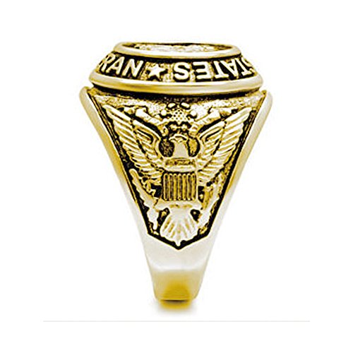 US Military Veteran Ring Stainless Steel (Gold Plated) War Veteran