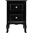Bonnlo Black Nightstand with 2 Drawers, Night Stands for Bedrooms, Small Bed Side Table/White Night Stand with Drawers for Small Spaces, College Dorm, Kids’ Room, Living Room, French, 16W x 12D x 24H