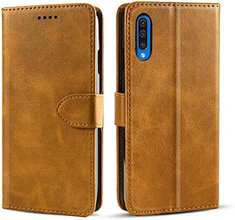 KALLOWLY for Samsung Galaxy A30s A50s Leather Case,Premium Leather Wallet Case with [Kickstand] [Card Slots] [Magnetic Closure] Flip Notebook Cover Case for Samsung Galaxy A30s A50s (Yellow)