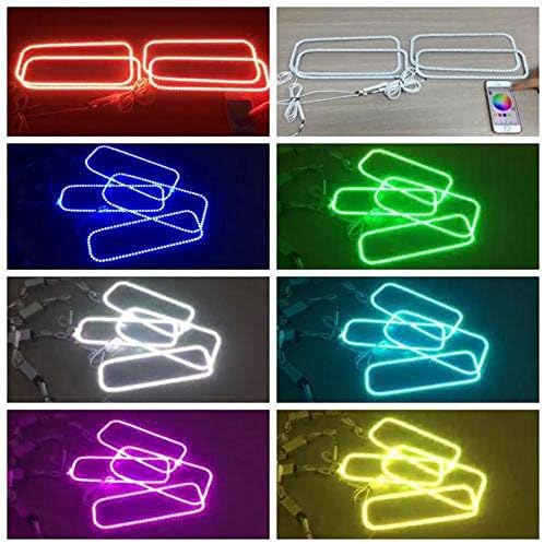 Vivid Light Bars RGB Halo Ring Headlight Kits for 2005--2007 Ford F250 with Bluetooth Remote